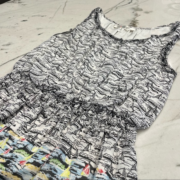 M Studio, white and navy sailboat pattern sun dress, size Small. - Picture 2 of 5